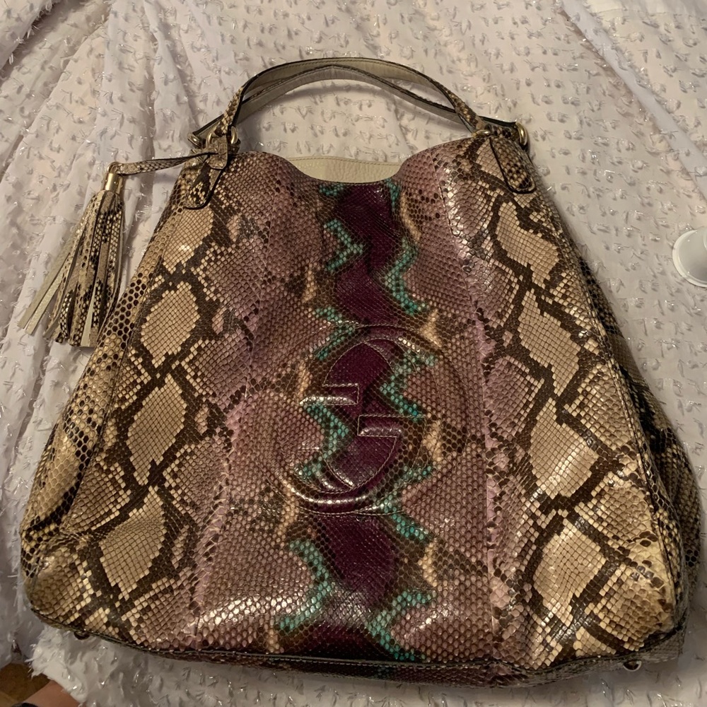 Gucci Multicolor Python Large Tote Bag